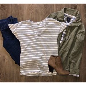 Striped Flutter Sleeve Tee